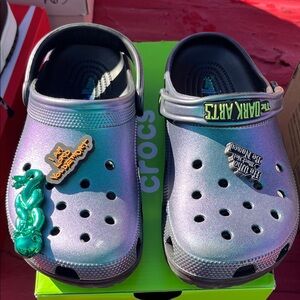 CROCS Kids Harry Potter Black Metallic Purple Clogs Size men 7